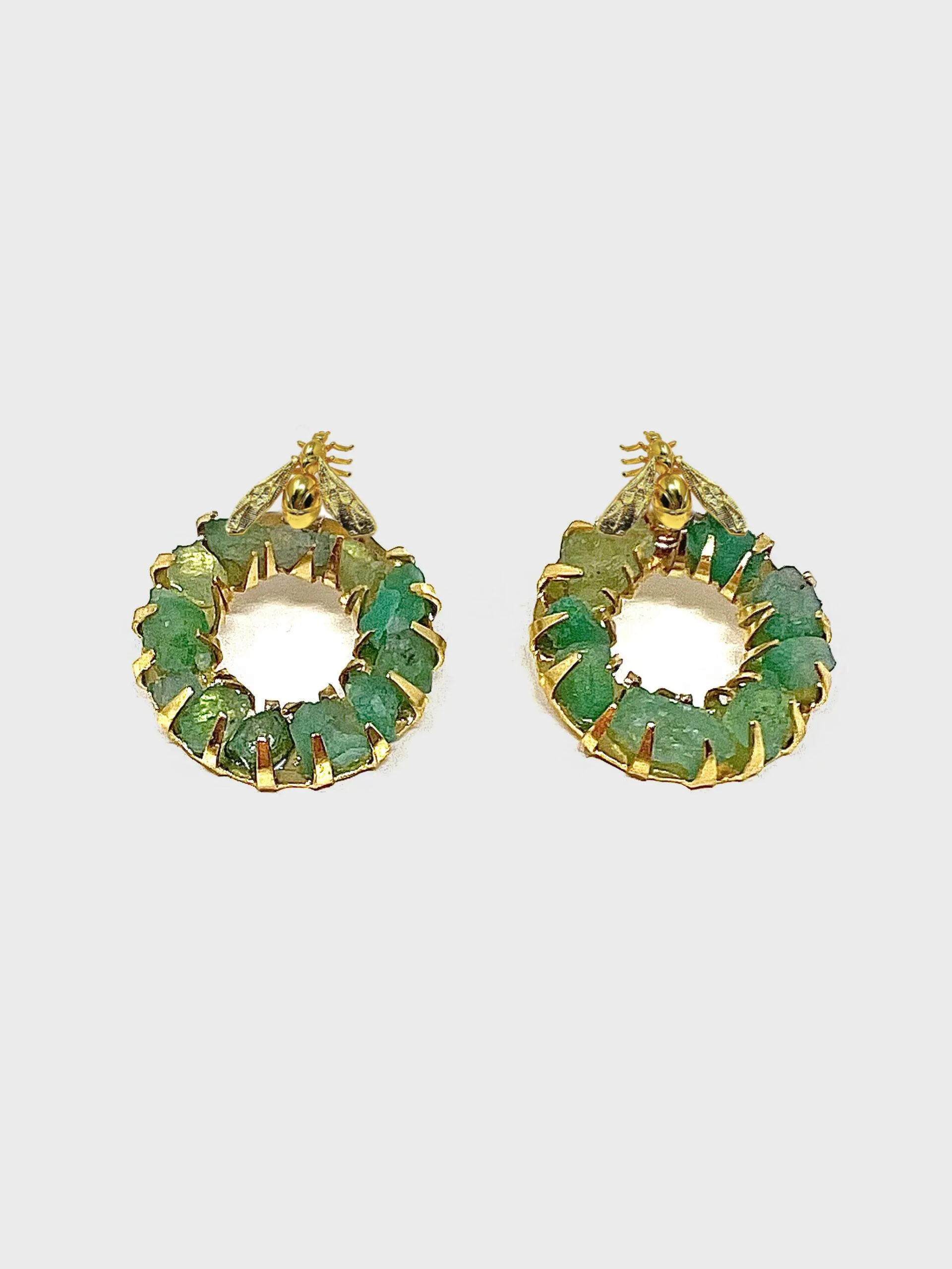 Aretes aro de esmeralda topo mini hormiga