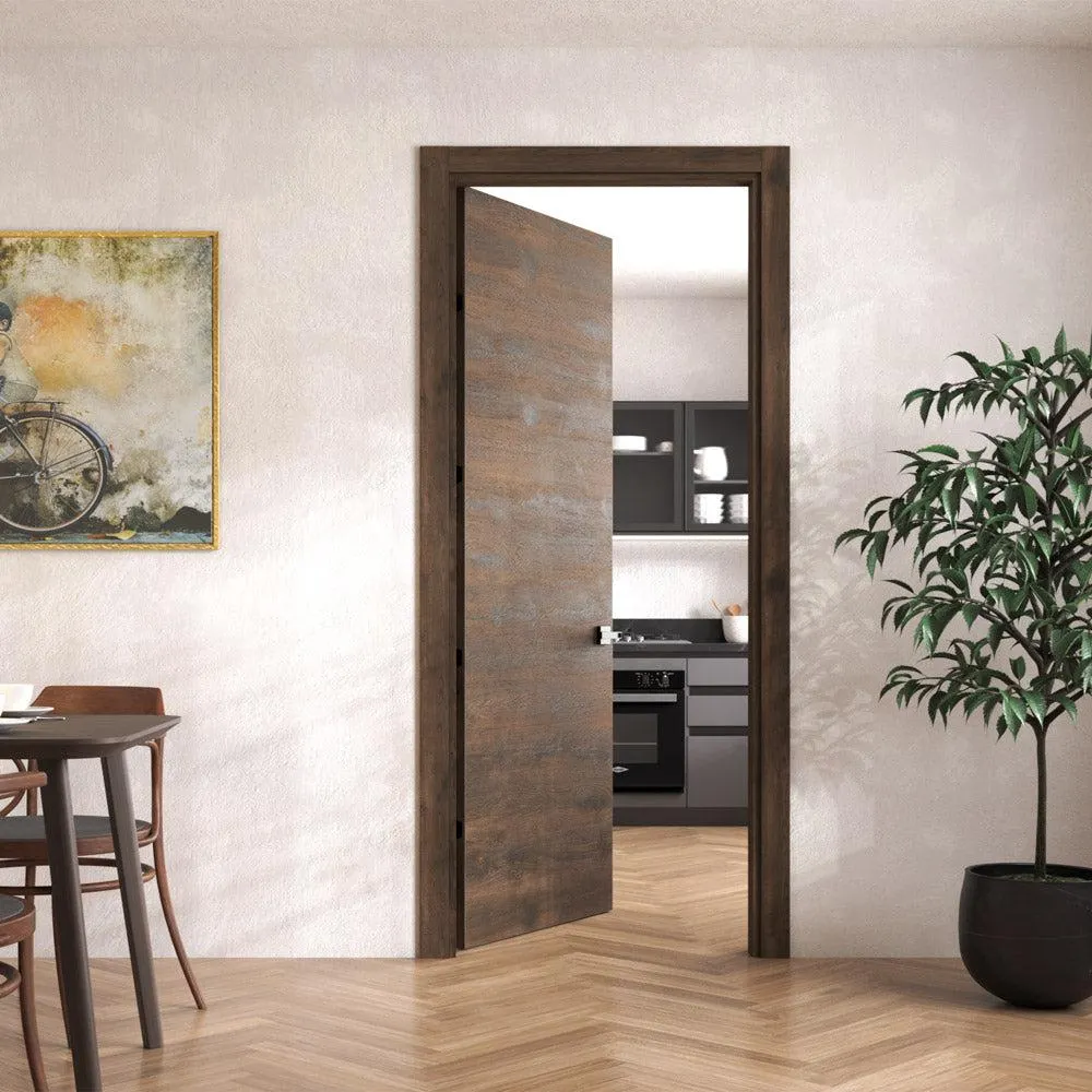 Puerta de madera melaminica veta horizontal color bellota