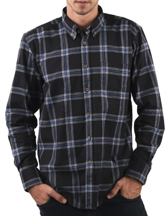 Camisa Leñadora Manga Larga Negra Rayas Azules y blancas – Moldería informal