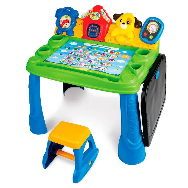 Mesa de Aprendizaje Interactiva, Incluye 5 Tableros de Aprendizaje+ Mesa + Silla. A partir de los 2 Años (Incluye Pilas) - WINFUN