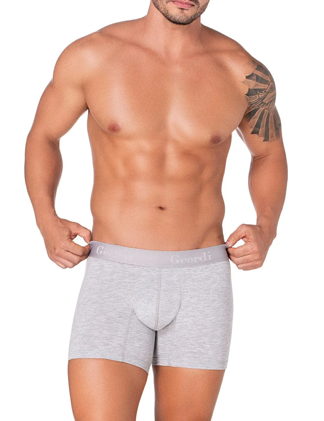 Bóxer medio unicolor de algodón peinado premium (GG25L8)