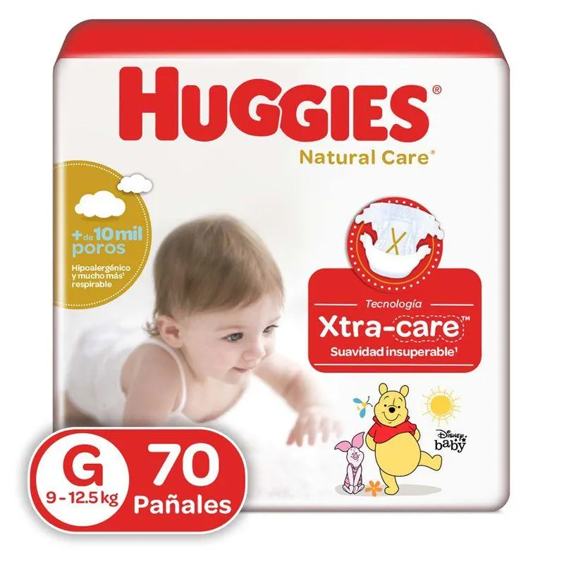 Panal Huggies Natural Care Talla G Pqte X 70 Und