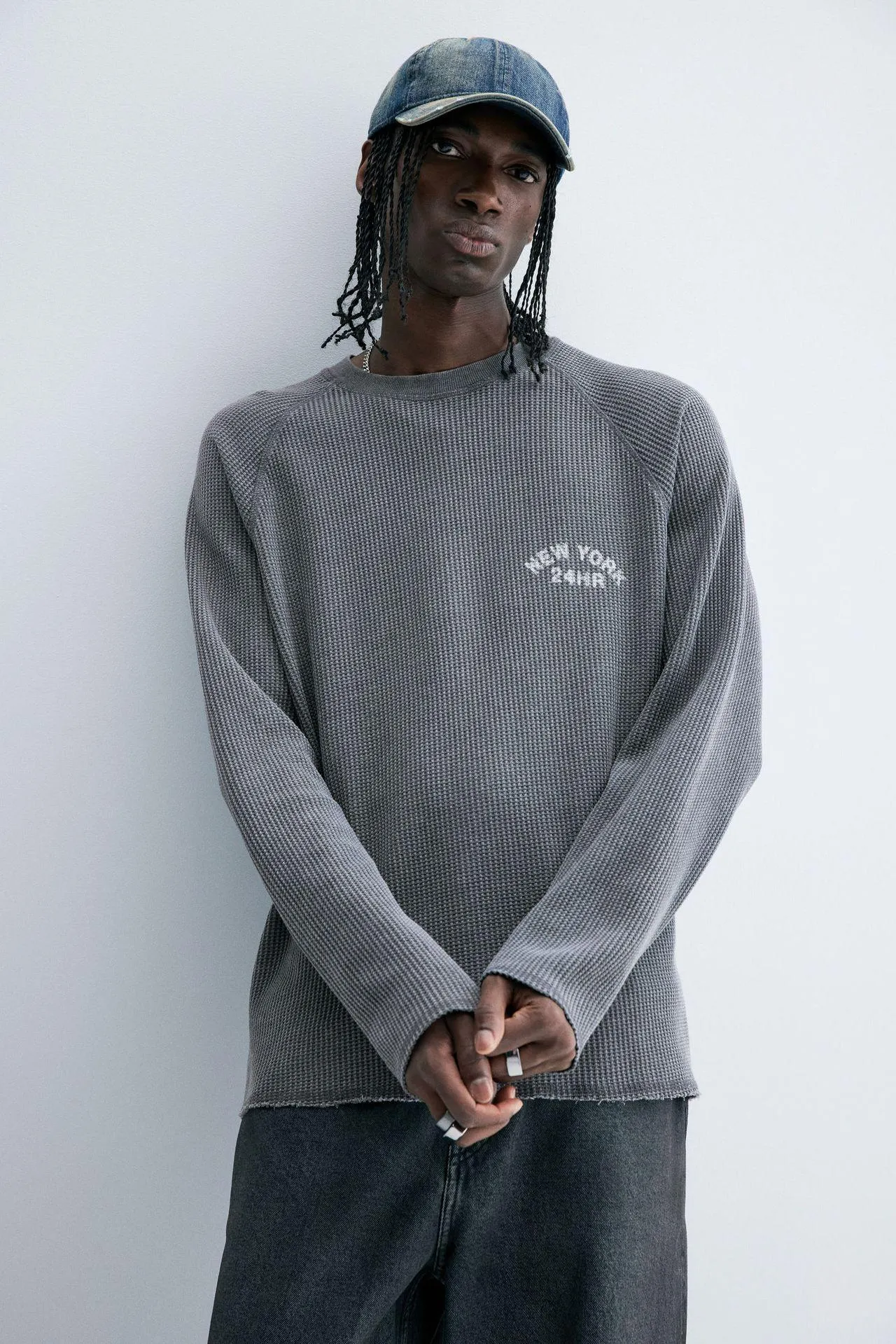 Camiseta gofrada de mangas largas Regular Fit