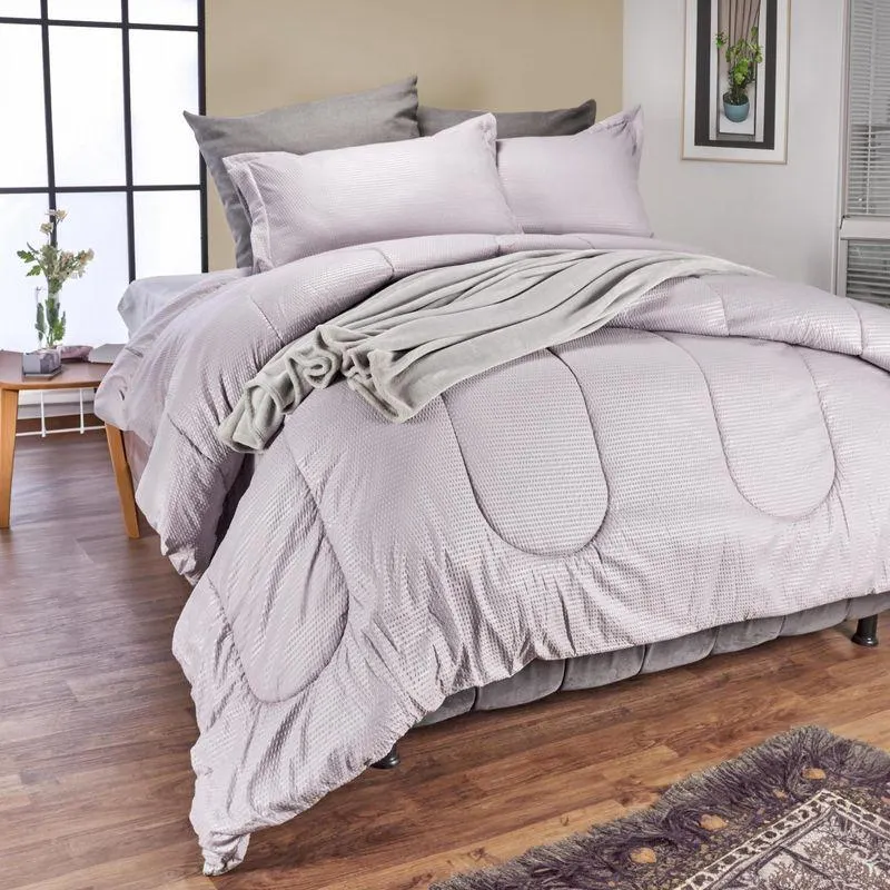 Plumón más fundón de almohada corrugado enlace malva gris