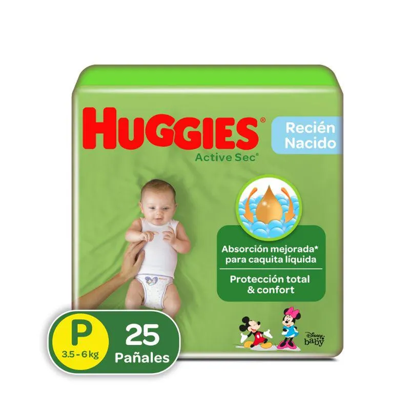 Panal Huggies Active Sec Talla P Pqte X 25 Und