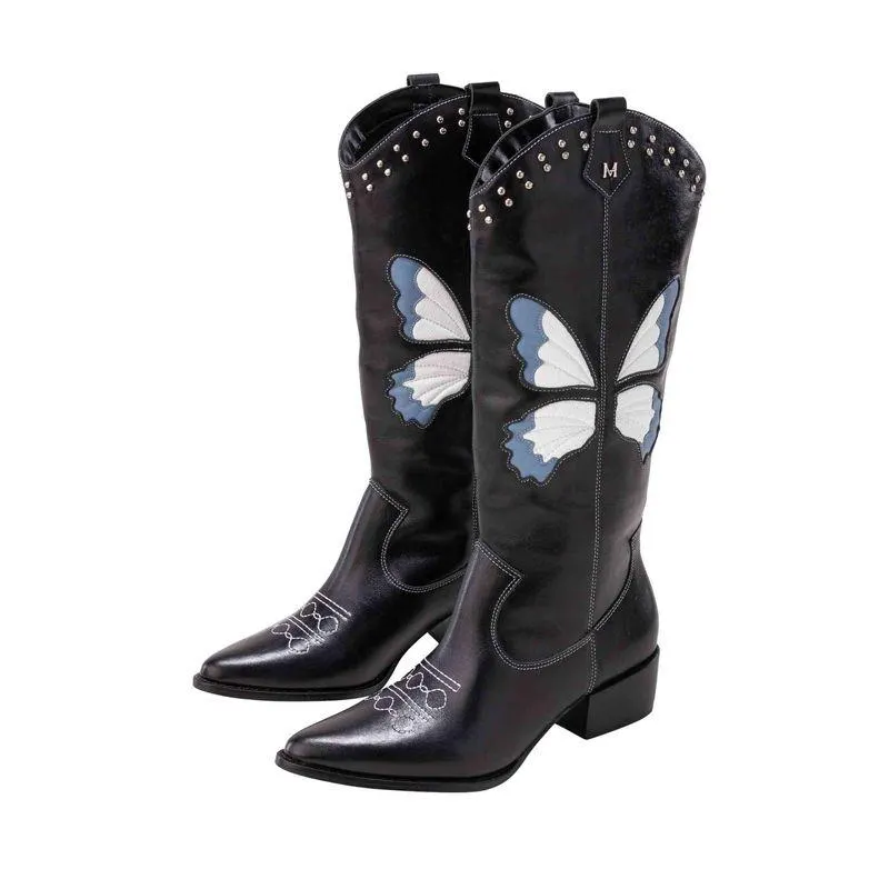 Bota palermo caña alta negro Glamour