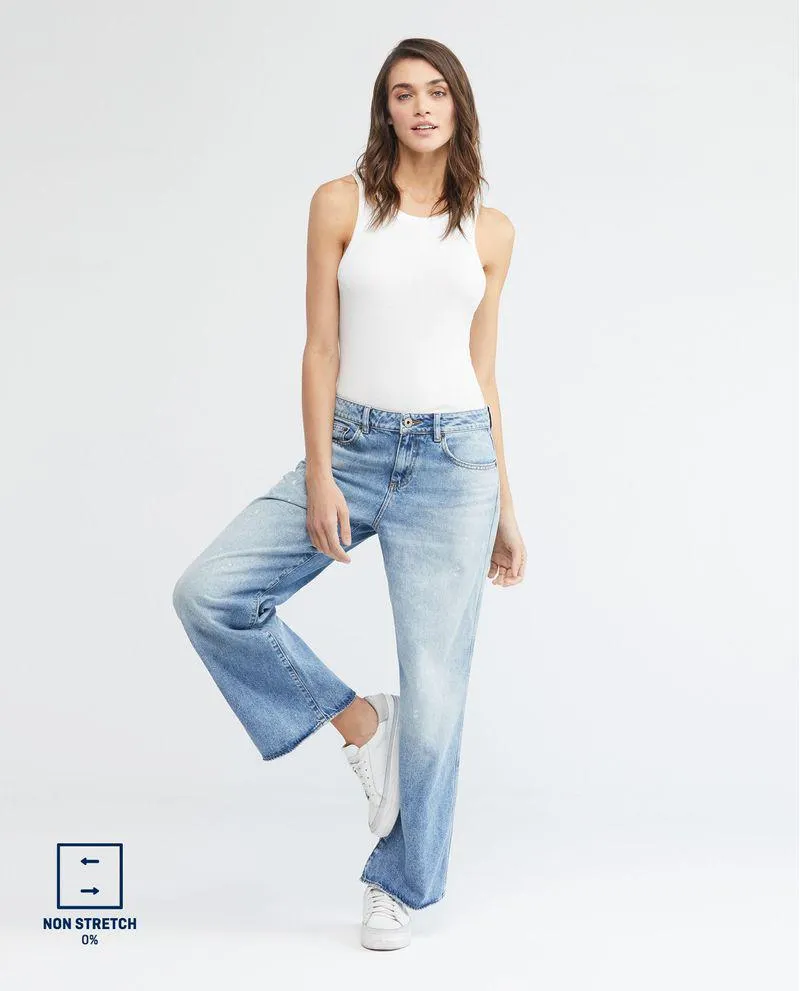 Jean de Mujer High Rise, Cosmo, Bota Relaxed - Tipo Carpintero Azul Claro