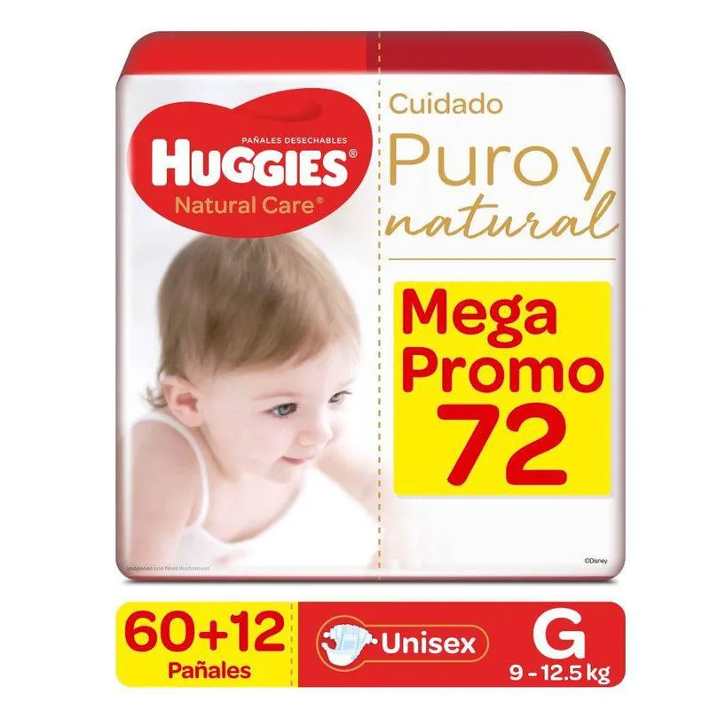 Panal Huggies Natural Care Talla G Pqte X 72 Und
