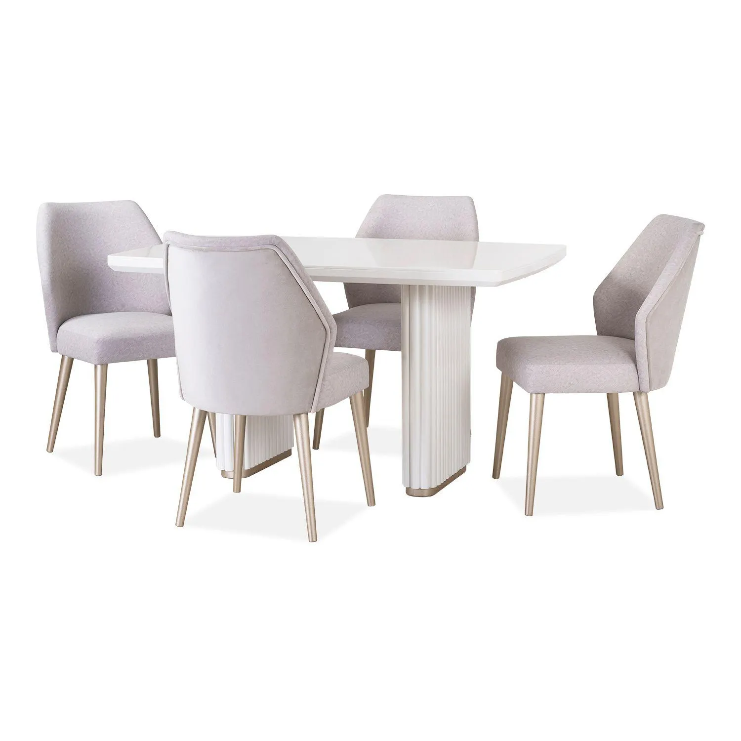 Comedor 4 Puestos Brooklyn Velvet Oporto Crudo, Champaña