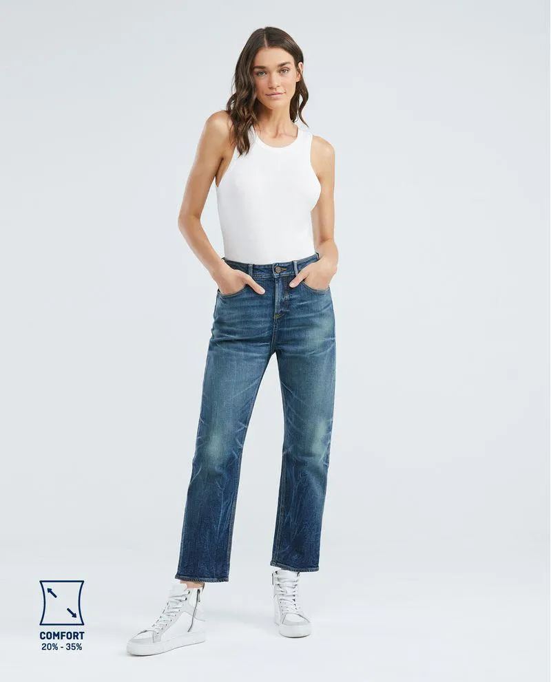 Jean de Mujer Medium Rise, Boyfit, Boot Cut - Heritage Azul Oscuro