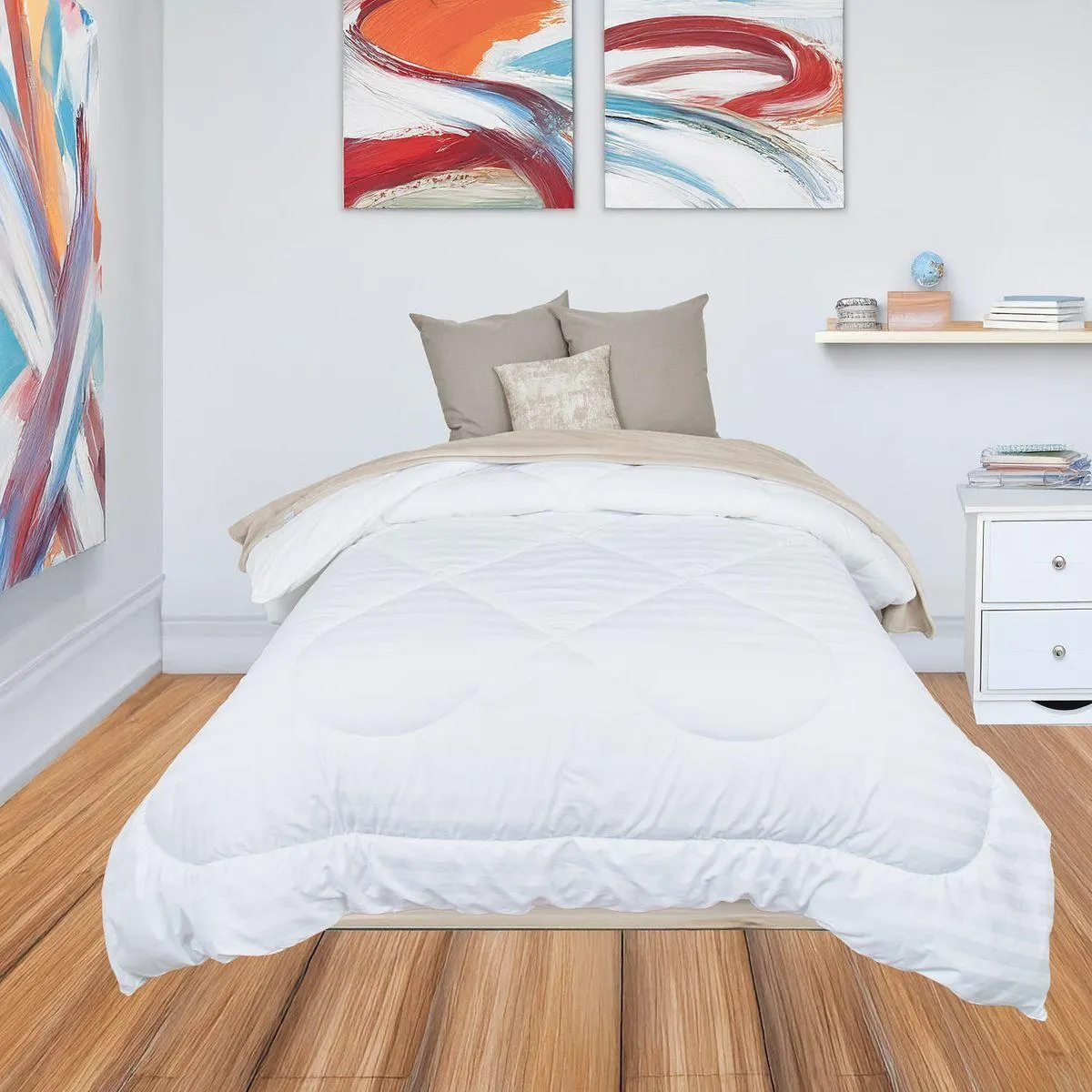 Plumón en tela 220 hilos líneas 2.5 cm blanco