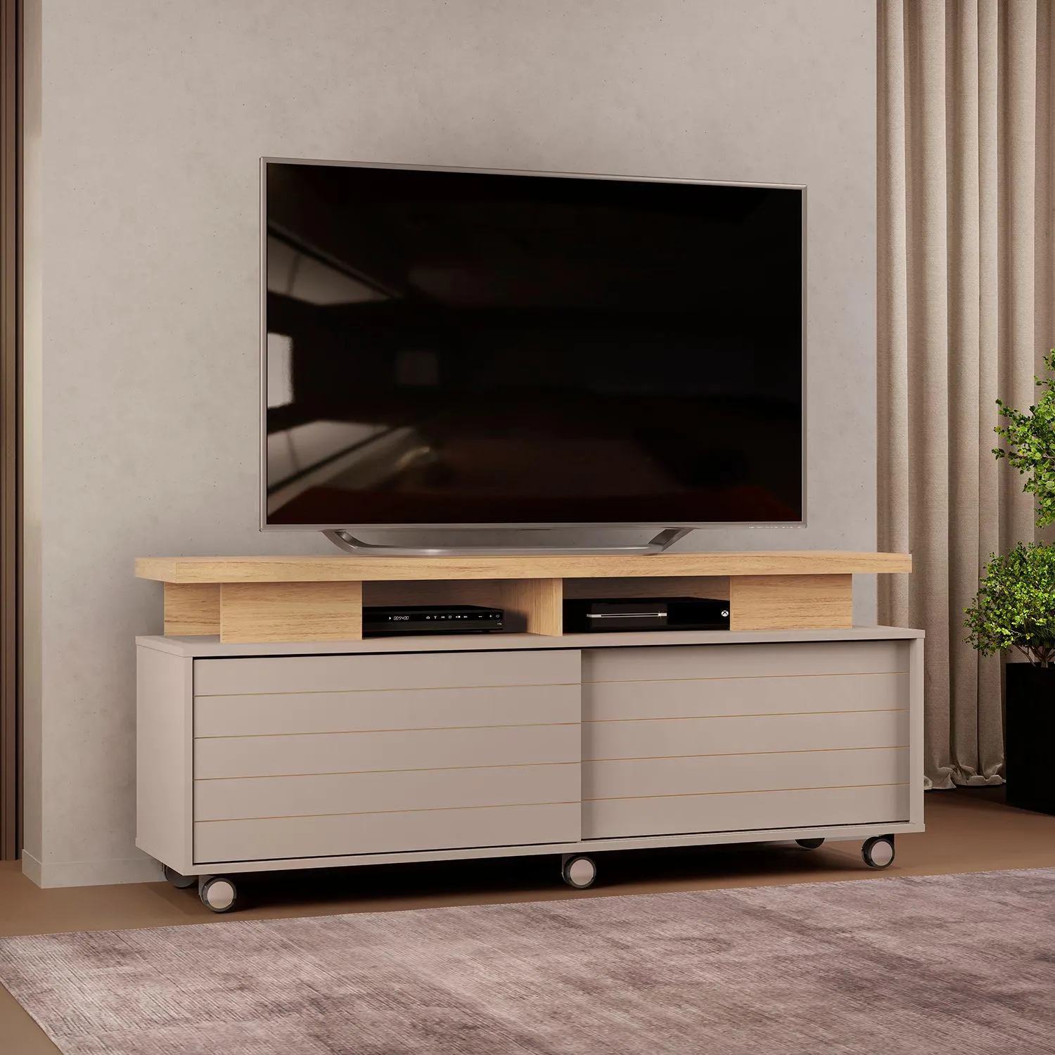 Mesa Tv Barton Natural, Gris