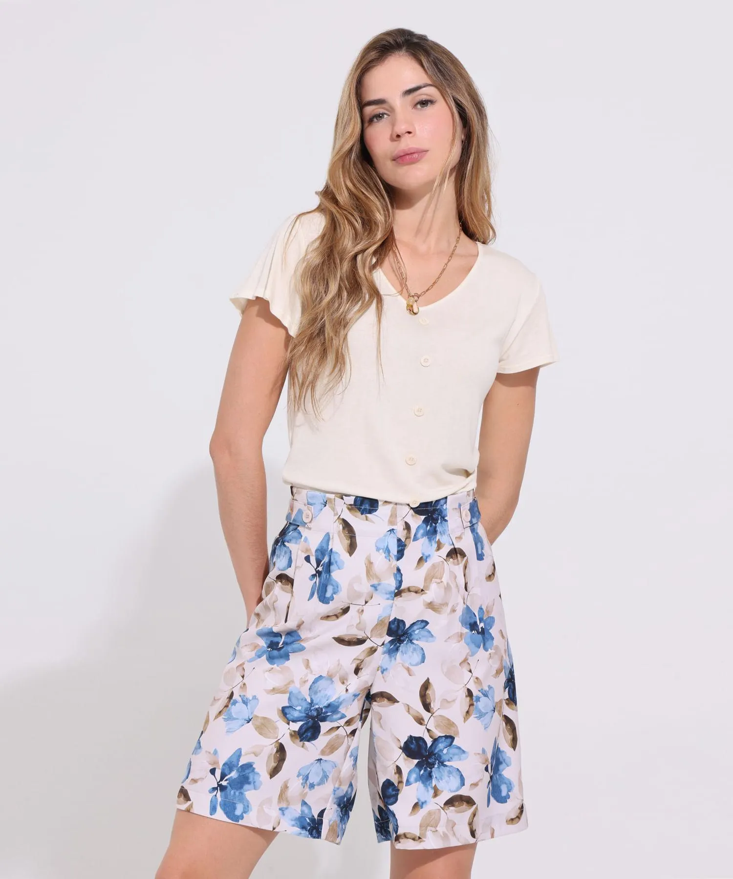 Bermuda Estampada Larga Paperbag