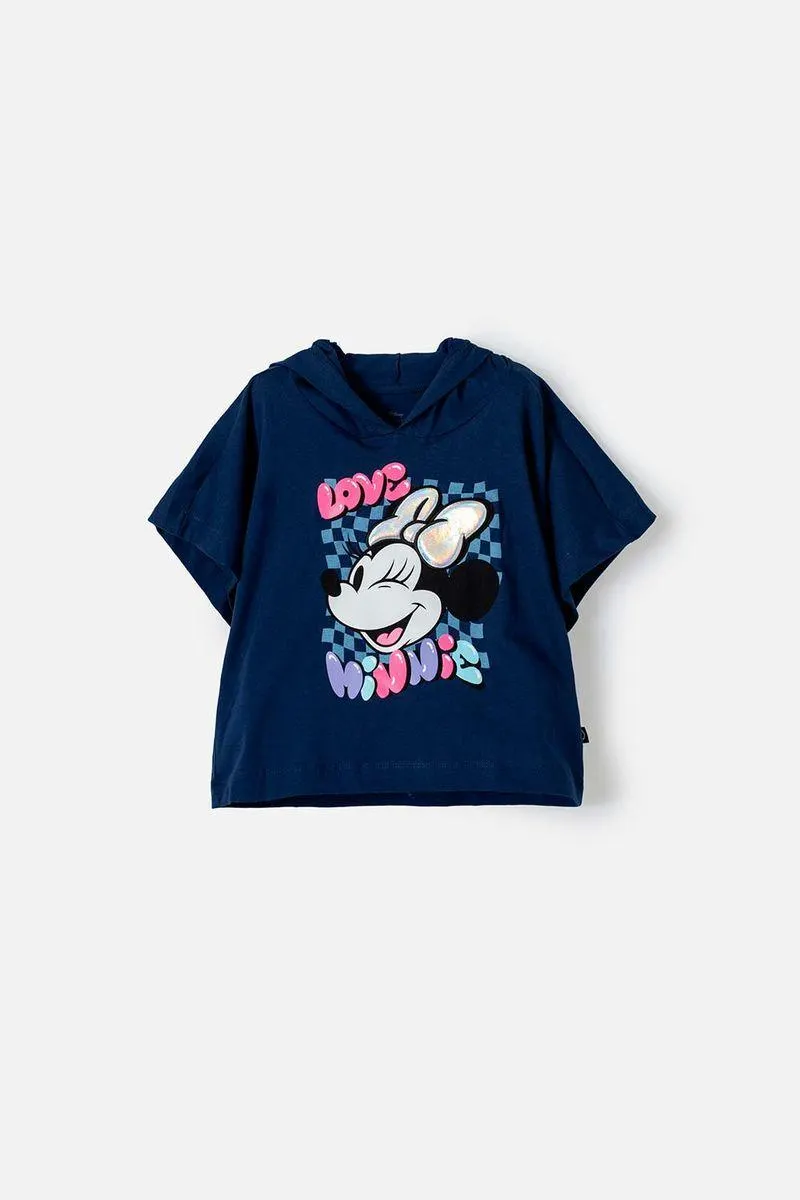 Camiseta de Minnie, con capucha azul para niña