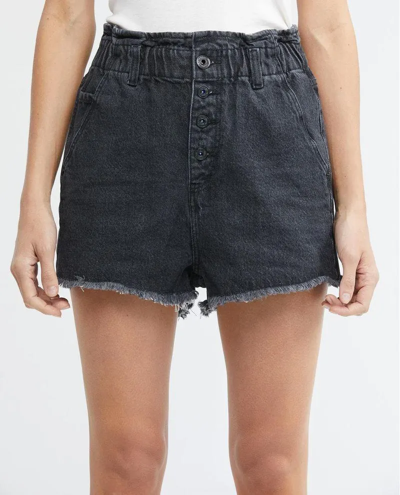 Short de Mujer en Denim, High Rise - Gris Oscuro