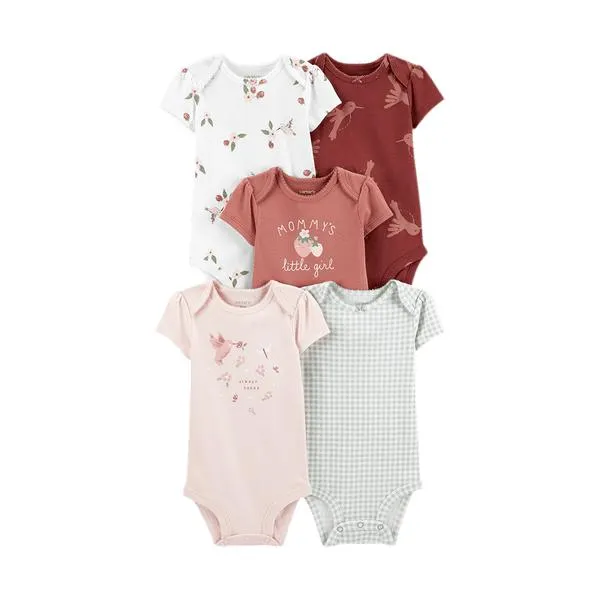 Set 5 Bodies Multicolor Estampados Niñas - Carter's
