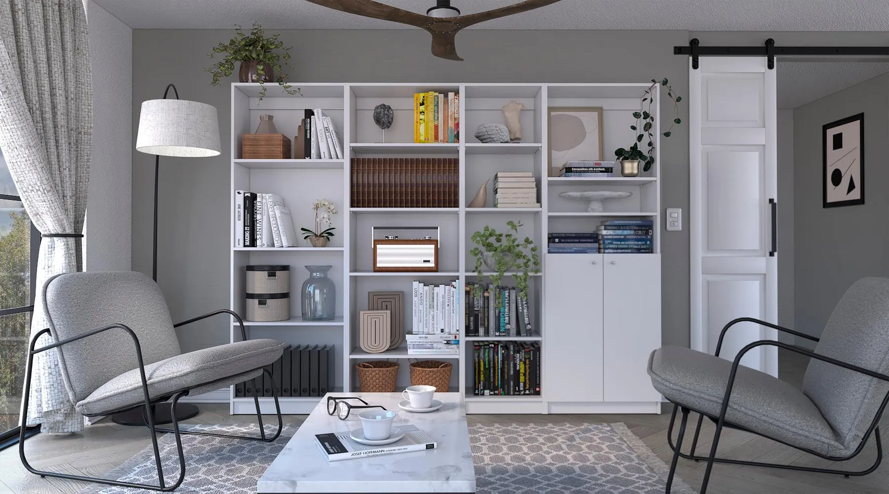 Combo de Bibliotecas Home, Blanco, Incluye Cuatro Bibliotecas