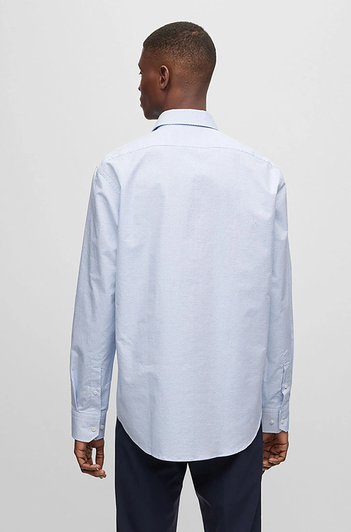 Camisa Regular Fit De Algodón Elástico Con Estructura Hombre