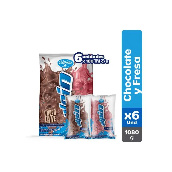 Alpin multisabor Chocolate y Fresa x6 Und Bolsa 180 g