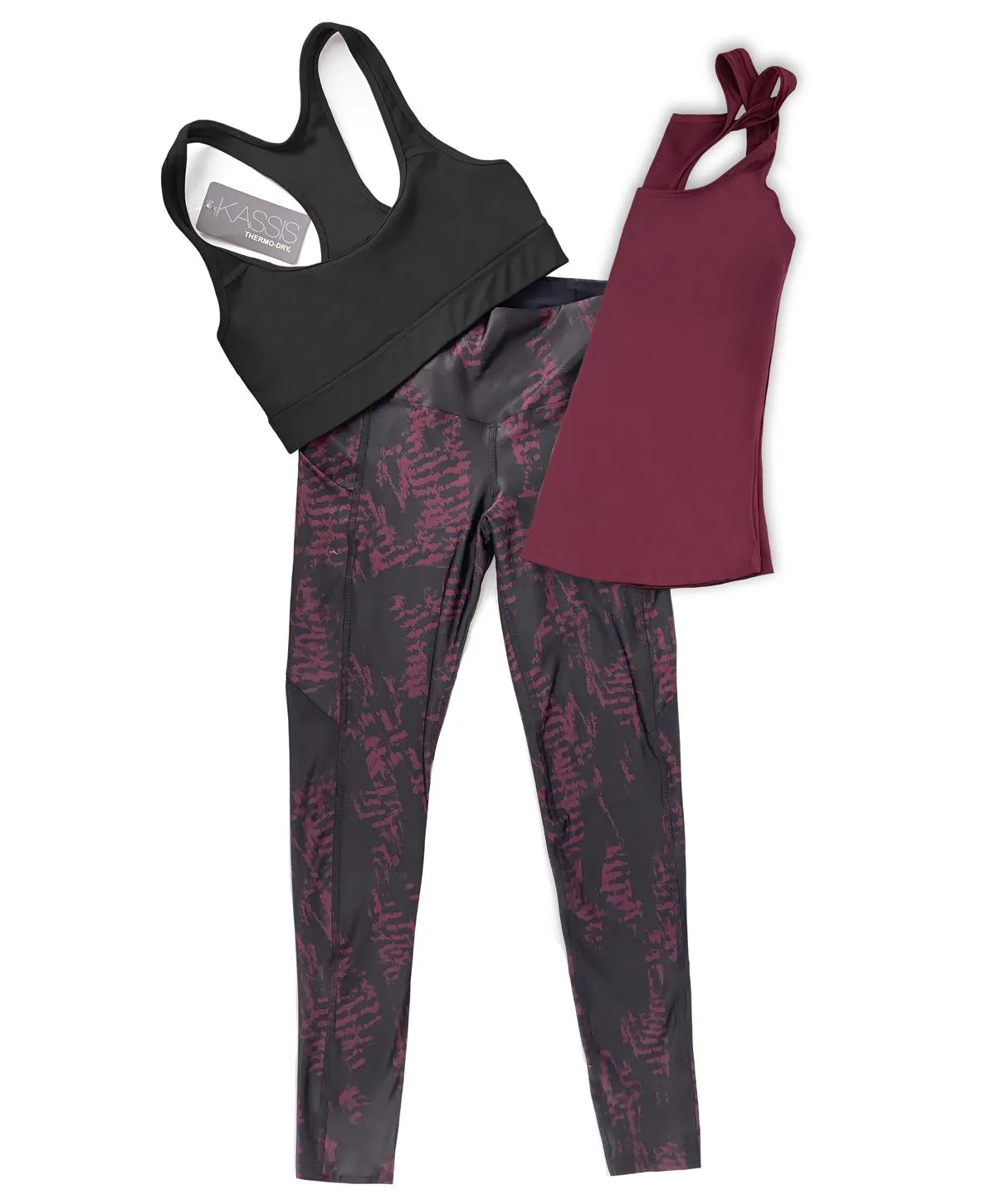 KIT TOBILLERO FAISAN WINE + TOP NEGRO + BLUSA VINO