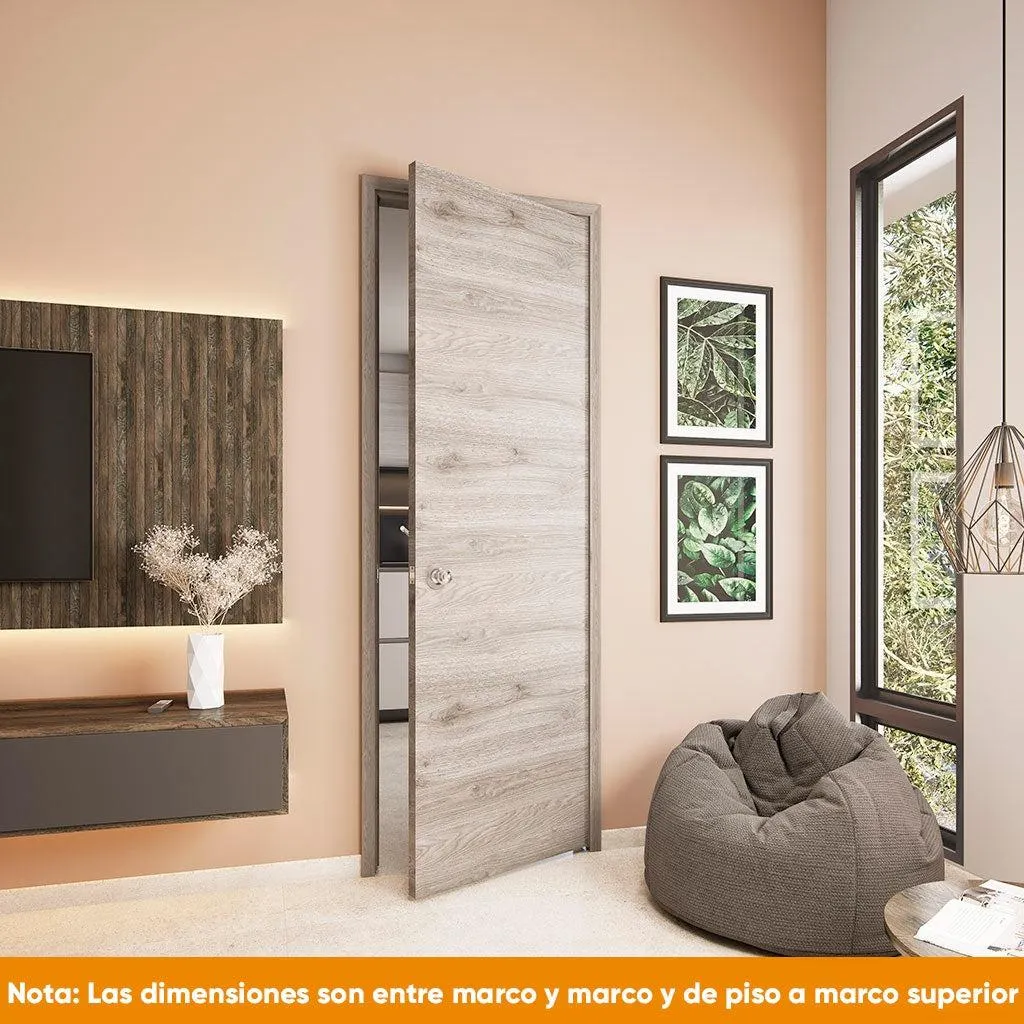 Puerta de madera melaminica veta horizontal color ceniza