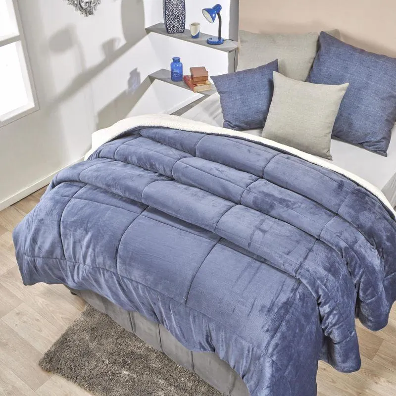 Cobija Flannel Ovejero unicolor índigo