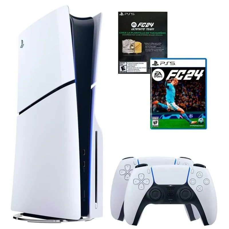 Consola Playstation 5 Slim1TB + Fc 24 + Ultimate Team +2 Controles PS5
