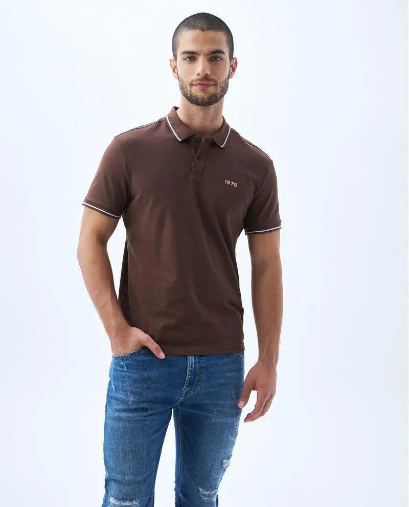 Polo con cuello tejido para hombre