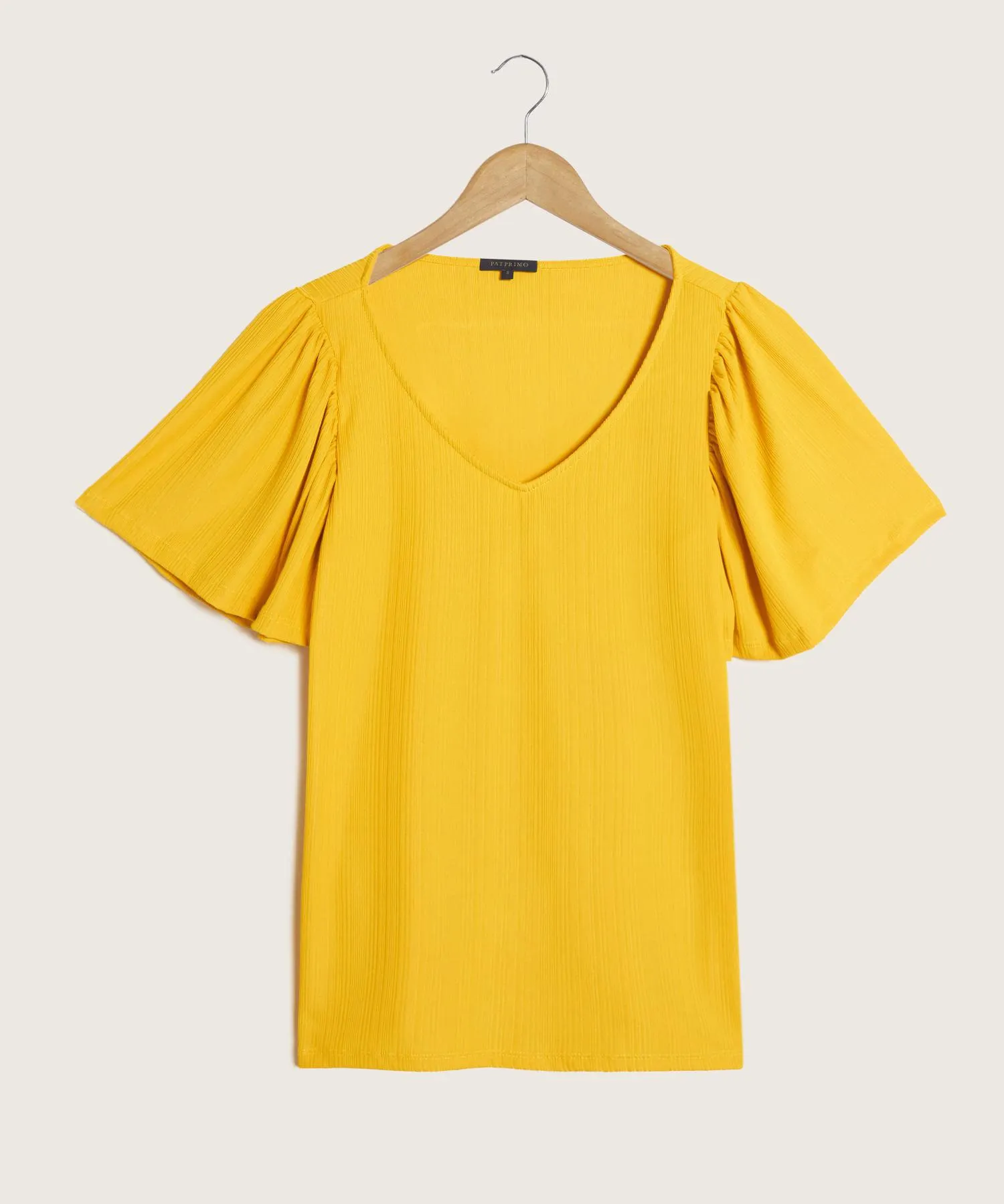 Camiseta Manga Corta Cuello En V Unicolor