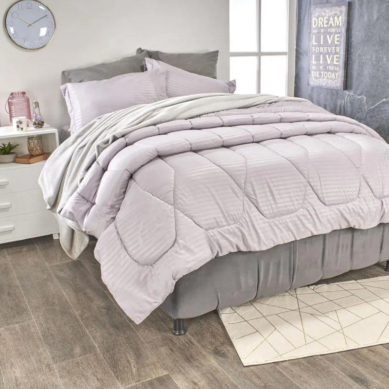 Plumón más fundón microfibra malva gris