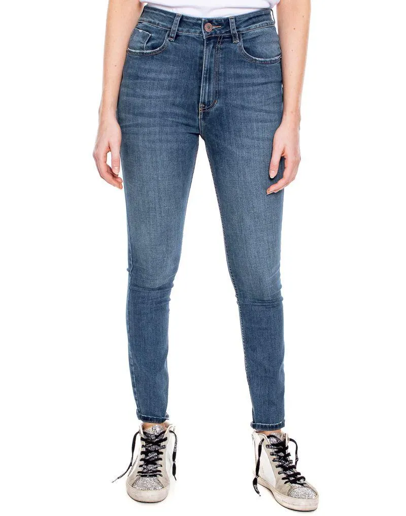 High Waist Skinny Fit Jeans Tono Oscuro