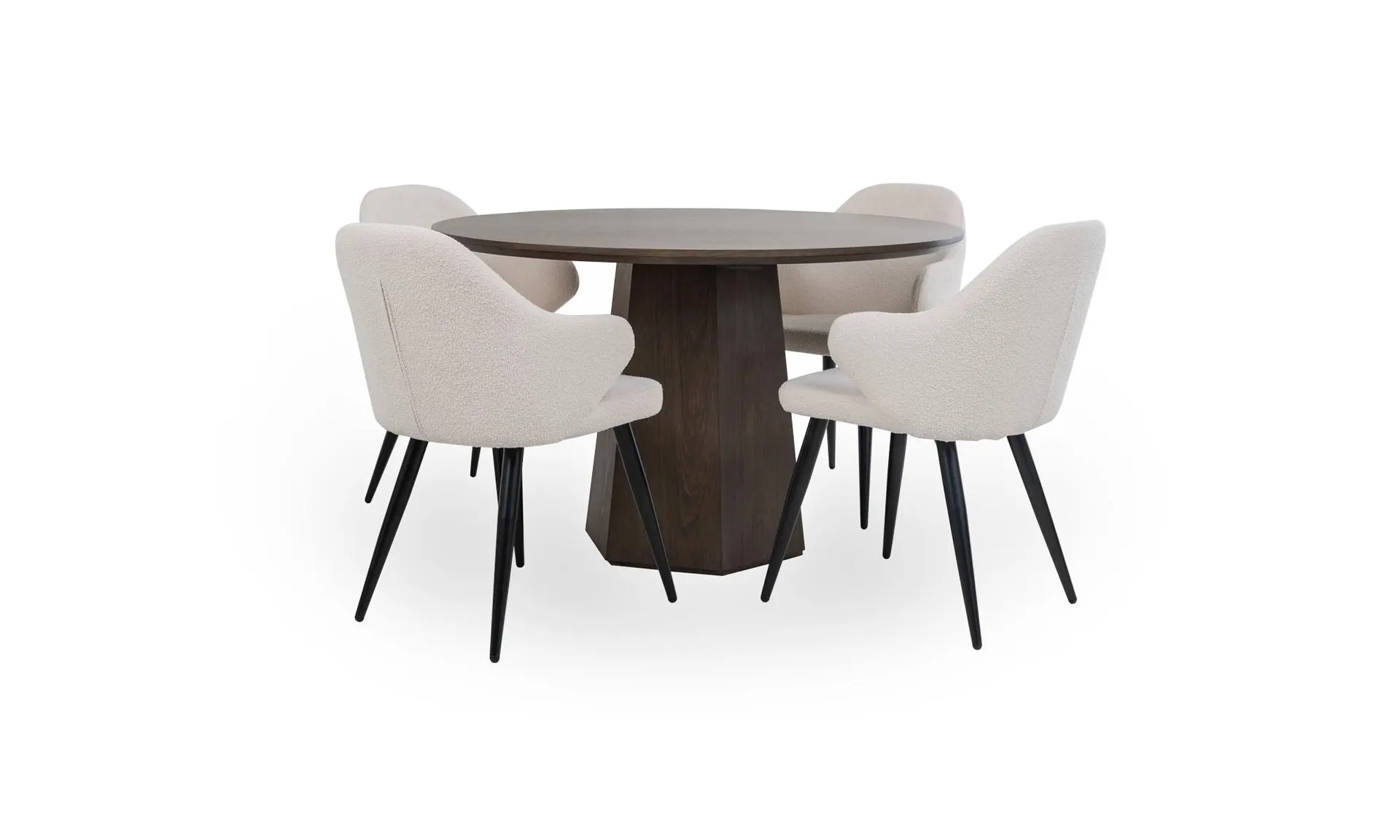 Comedor Milano Redonda D120 + 4 Sillas Calgary Beige