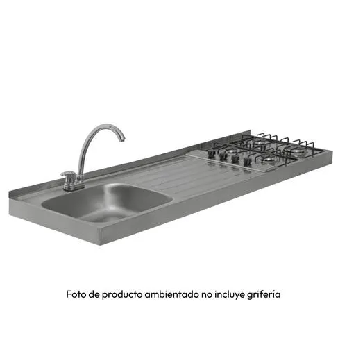 Mesón en acero inoxidable Challenger lavaplatos izquierda de 150 cm - MI 1156 EI C