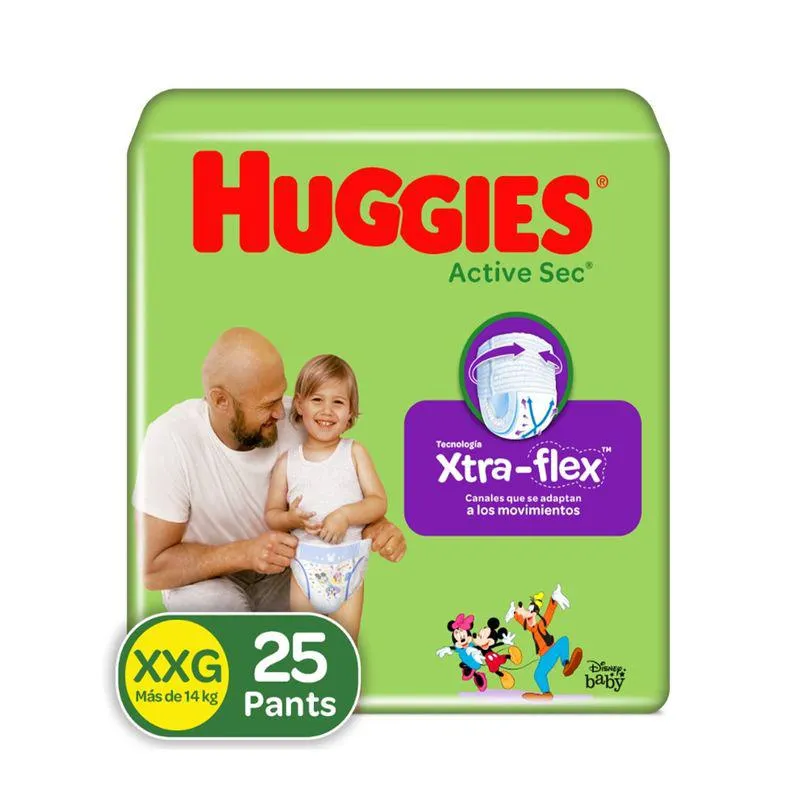 Panal Huggies Active Sec Pants Talla Xxg Pqte X 25 Und