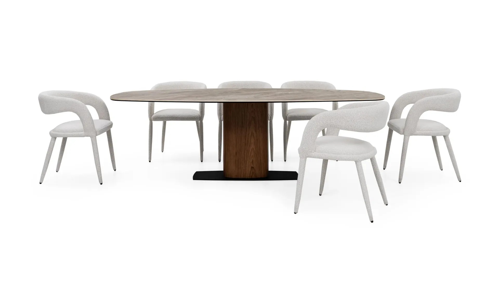 Mesa Comedor Niza Sinterizada + 8 Sillas Livana Imp