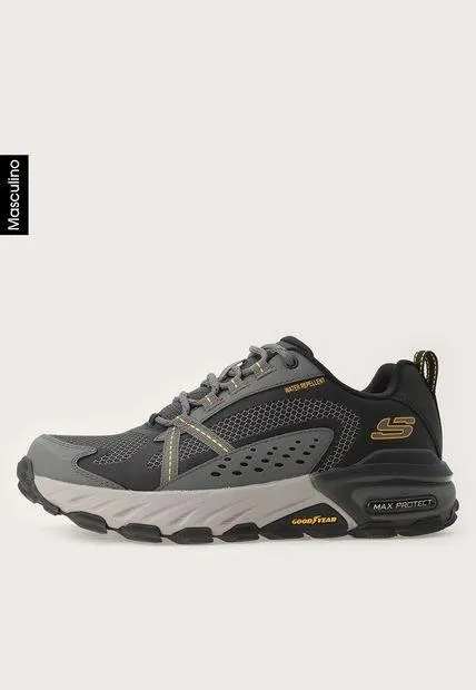 Tenis de Senderismo Negro-Gris-Amarillo Skechers Max Protect