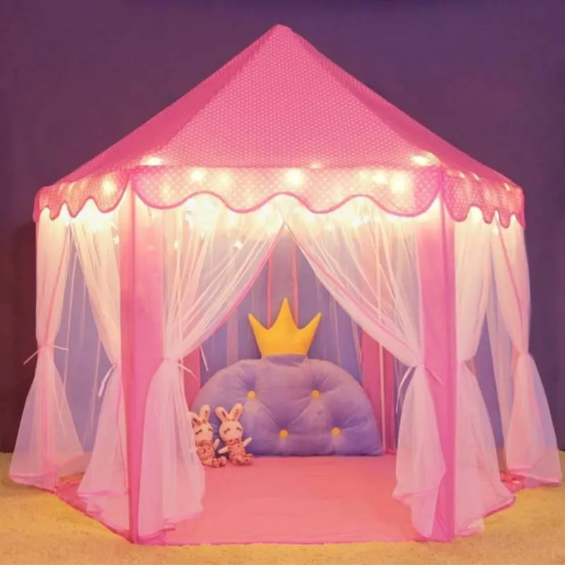 Carpa Castillo Infantil luces Para Princesas y Munecas Rosada CCG1