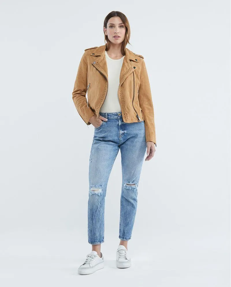 Jean de Mujer Medium Rise, Boyfit, Bota Skinny - Azul Claro Vintage