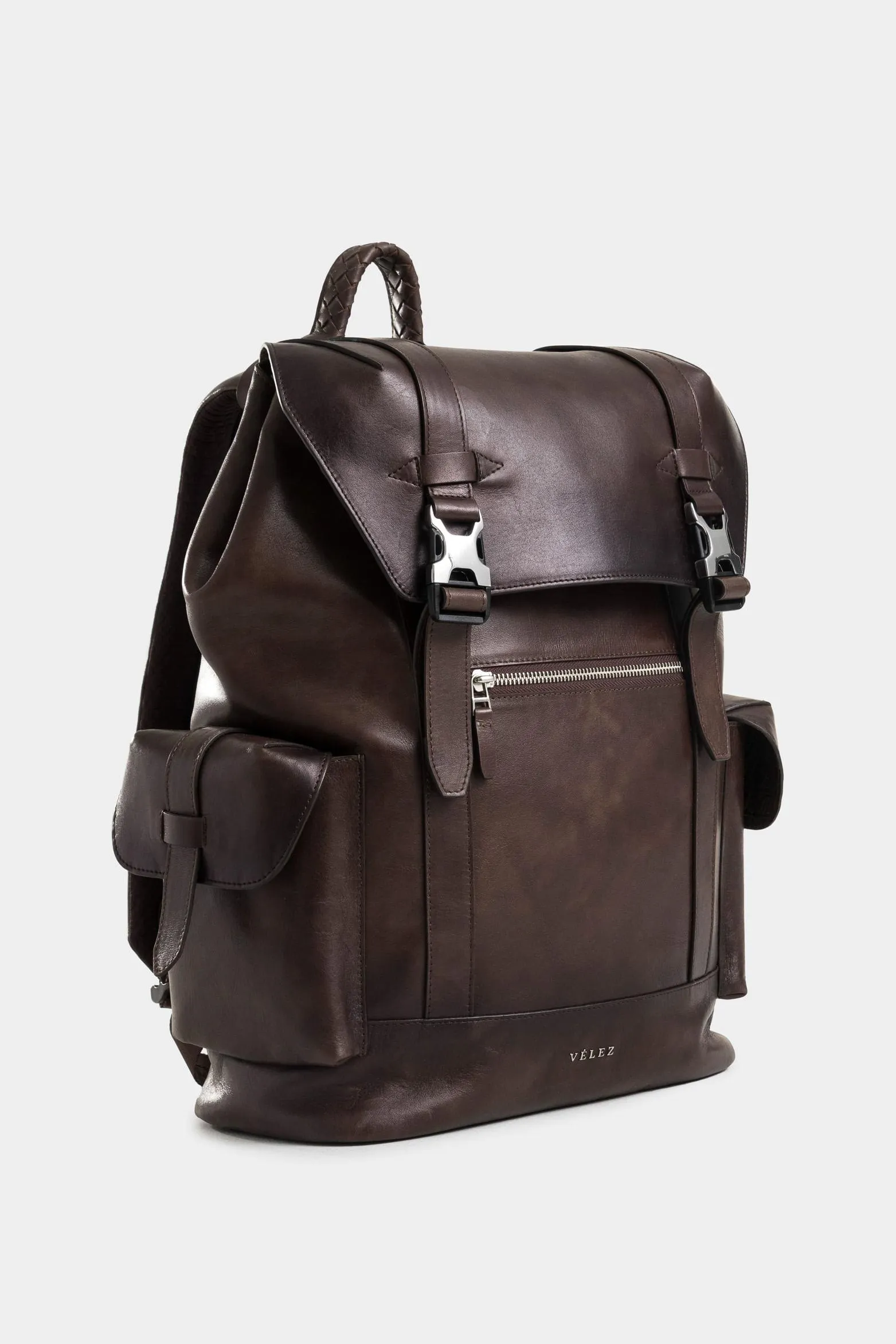 Morral ontario de cuero para hombre detalle trenzado