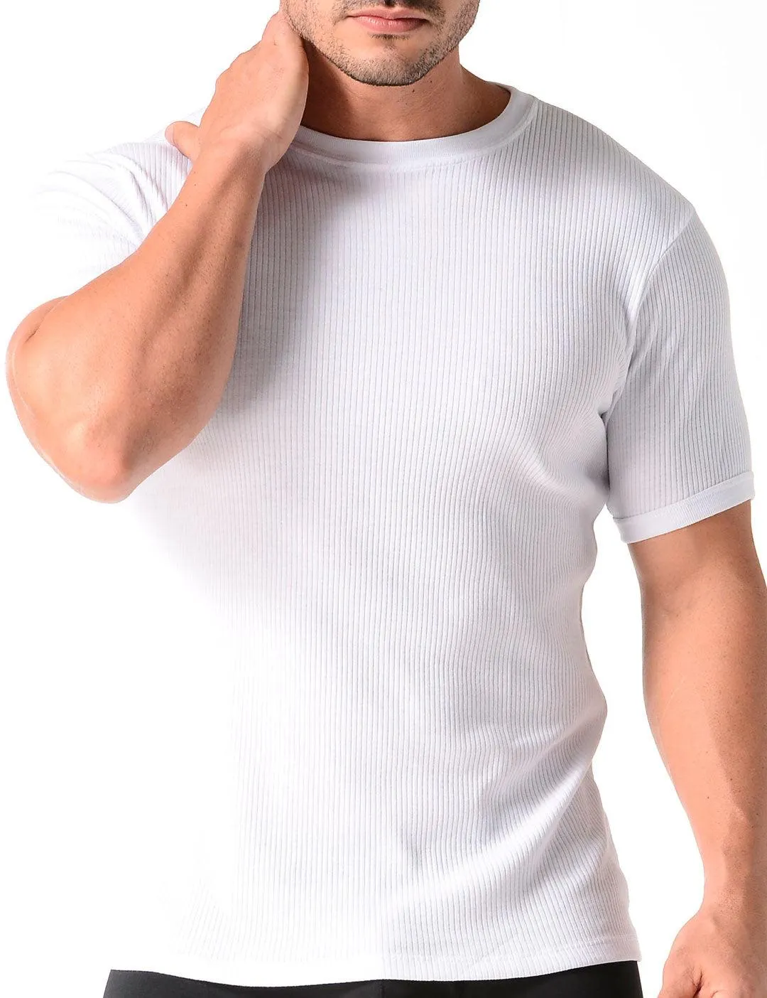 Camiseta Cuello Redondo Manga Corta Algodón Acanalada (2256)
