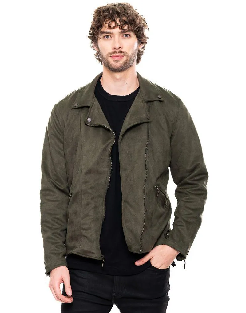 Chaqueta Biker Efecto Gamuza Con Cremalleras