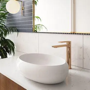 Griferia lavamanos Alta Squadra Oro Rosa