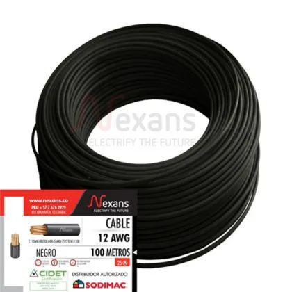 Cable De Cobre Libre De Halogeno #12 Negro 100M