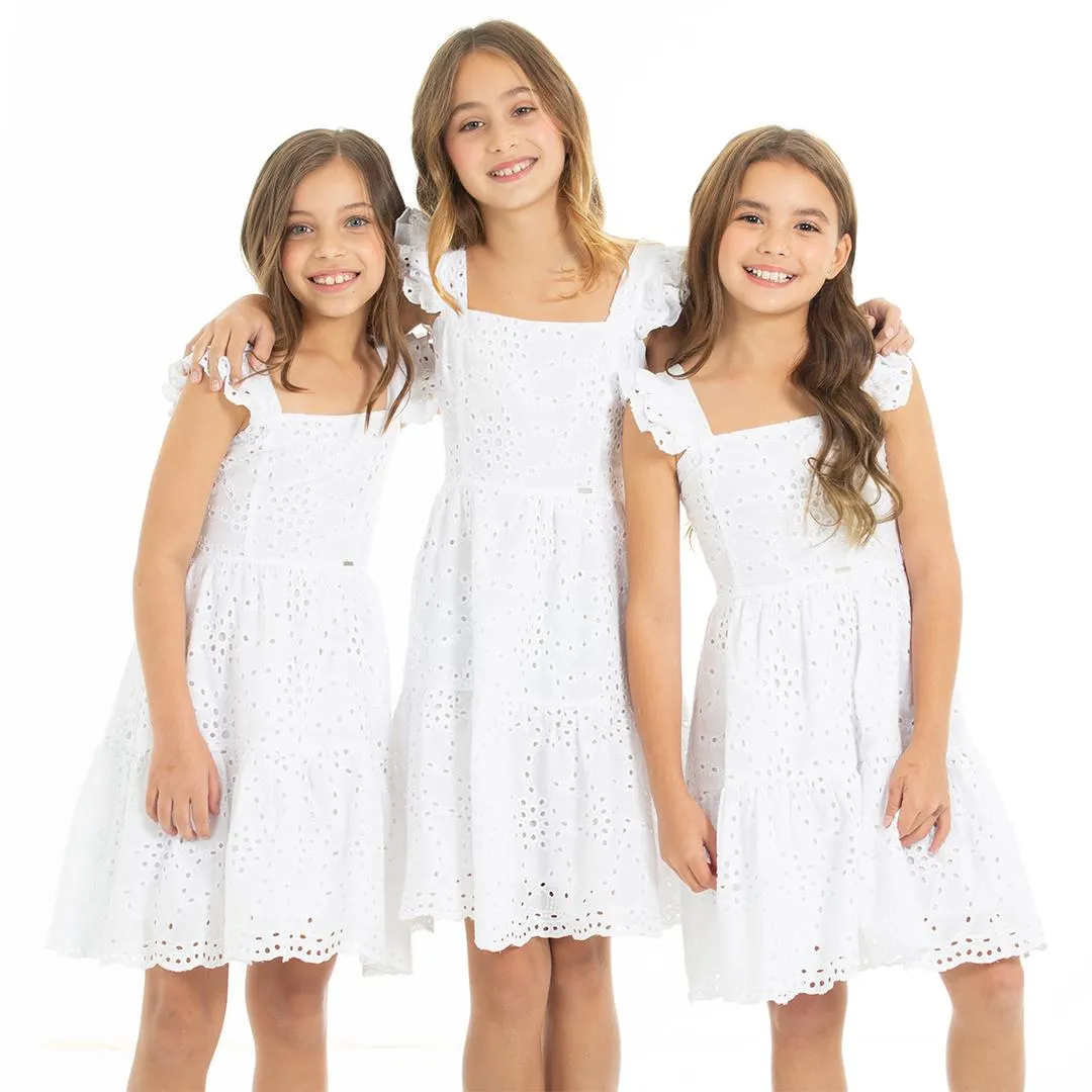 EYELET MINI DRESS FOR GIRLS
