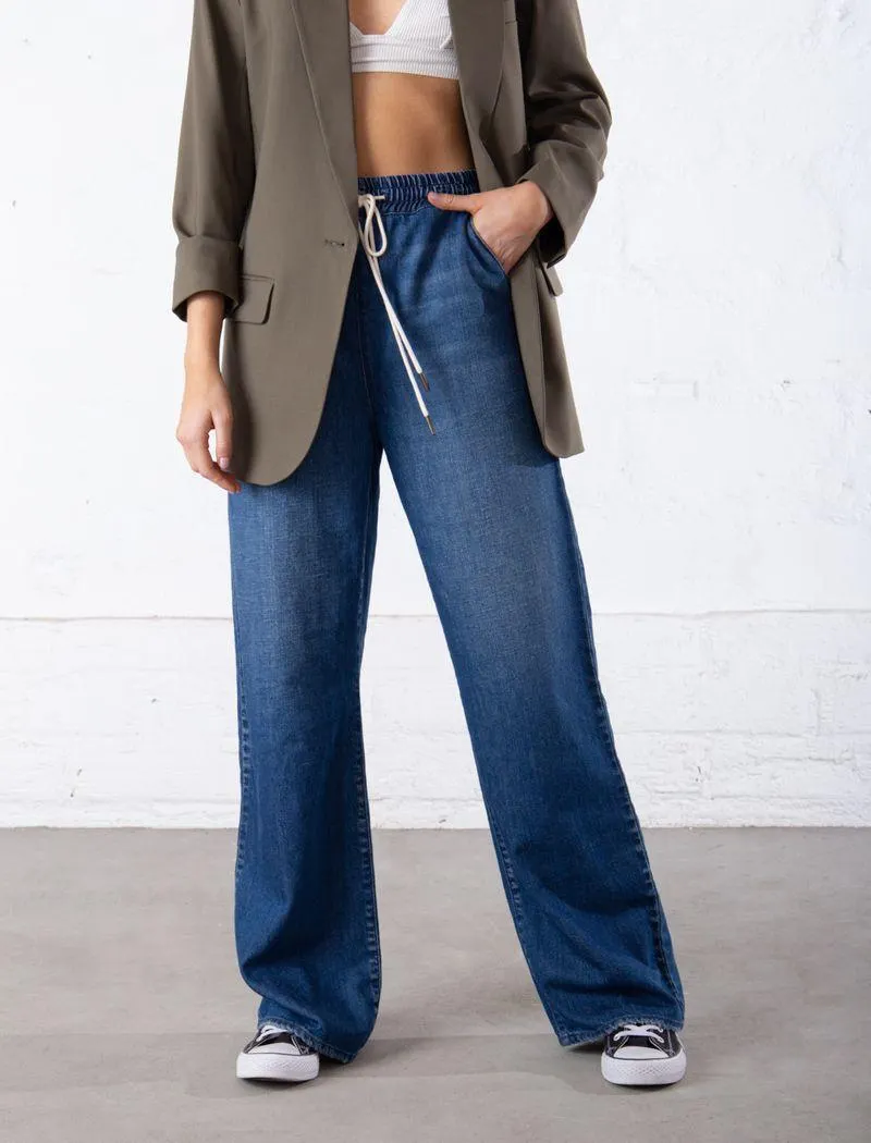 Jean Wide Leg Long con tira para amarrar