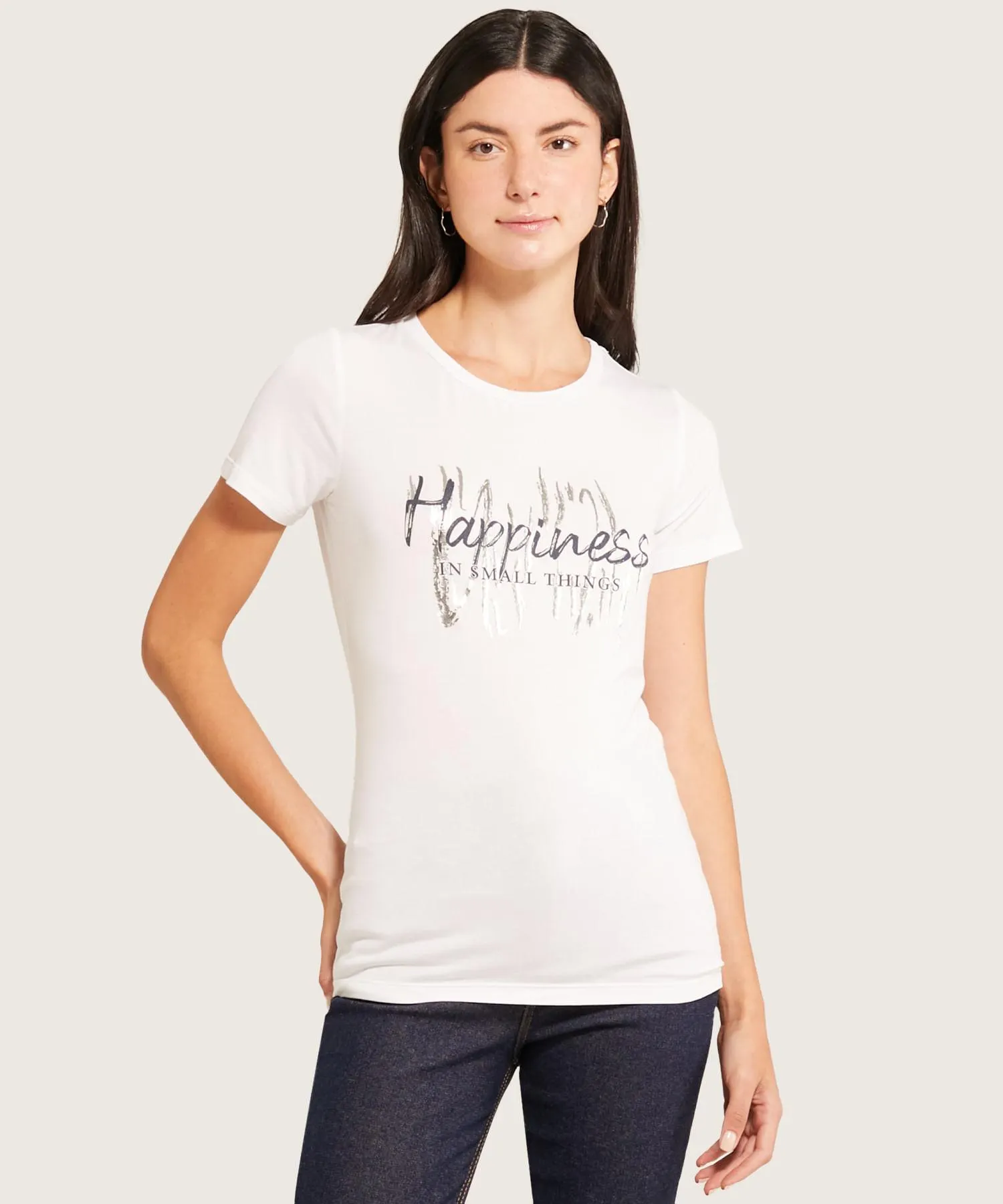 Camiseta Manga Corta Con Screen En Frente