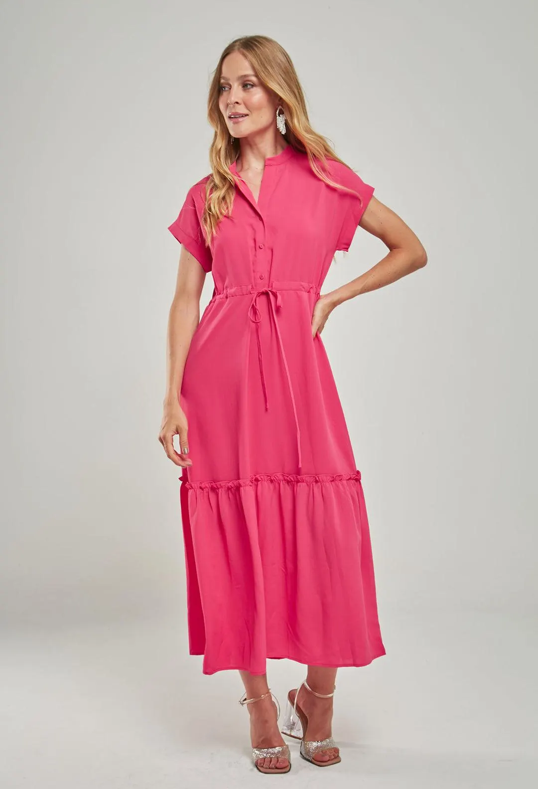 Vestido Midi Manga Corta Mujer- SALE