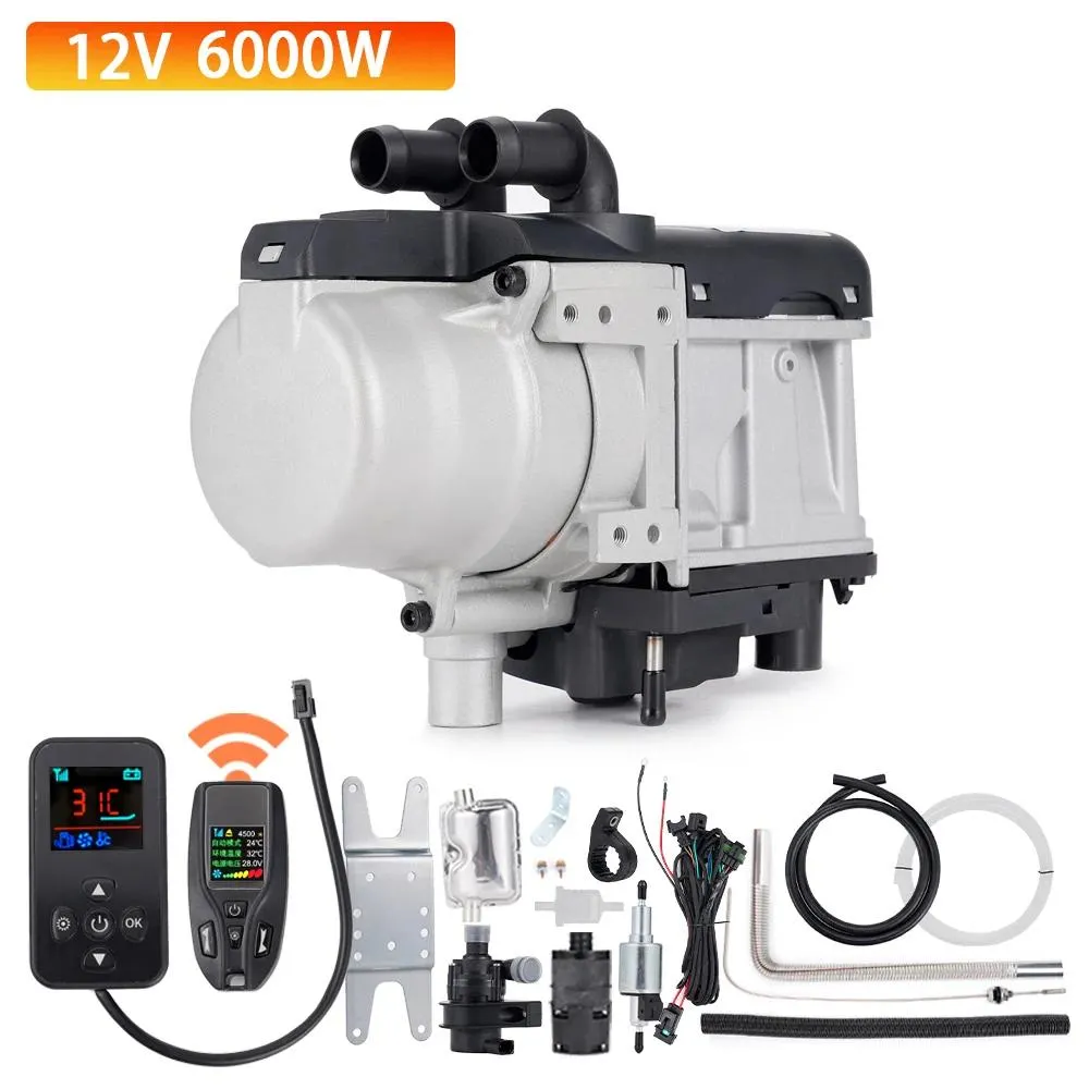 Universal 12V Gasoline Air Heater with Wireless Remote Control LCD Monitor and Water Plumbing for Motor Diesel Gasoline