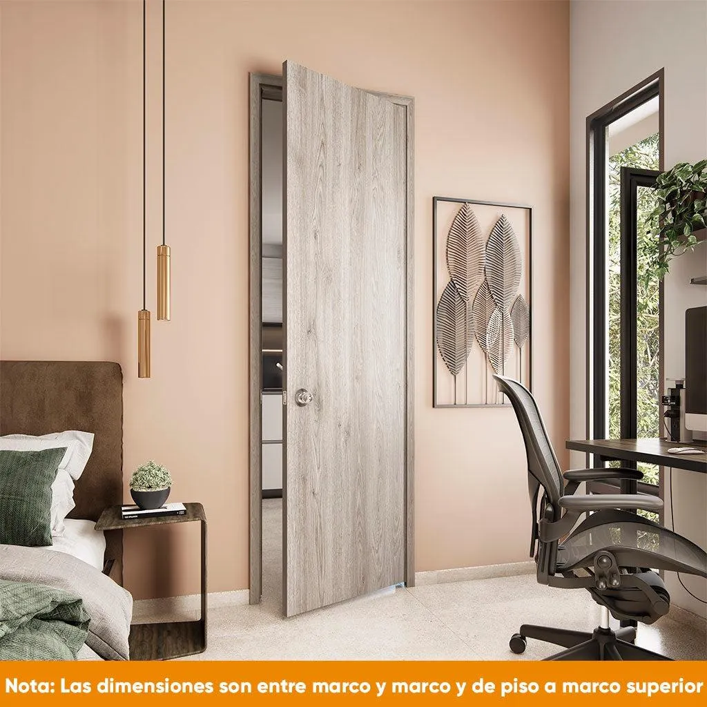 Puerta de madera melaminica veta vertical color ceniza