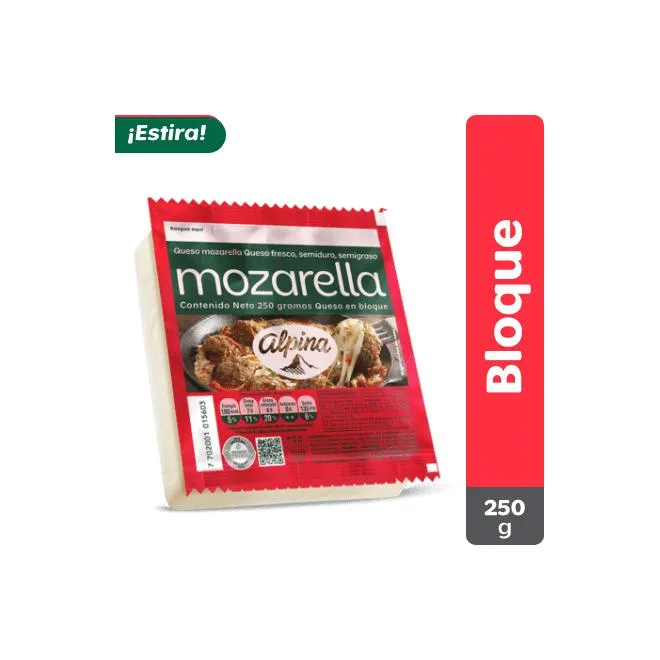 Queso Mozarella Alpina Bloque 250 g
